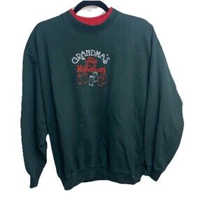 Christmas Sweater Holiday Sweatshirt Women’s L Green Grandma’s Little Mistletoes